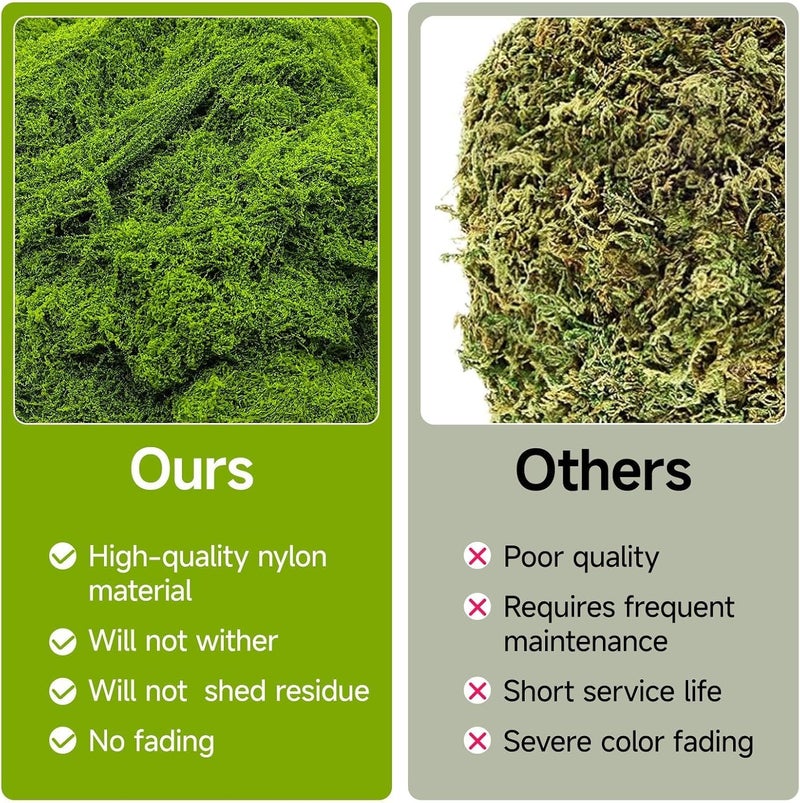 Aspamms Store Fake Green Moss for Potted Plants Indoor, 7oz Artificial Moss for Crafts, Faux Moss Decor for Fairy Garden, DIY Decorative, Model Making, Walls, Glass Containers, Home - Image 5